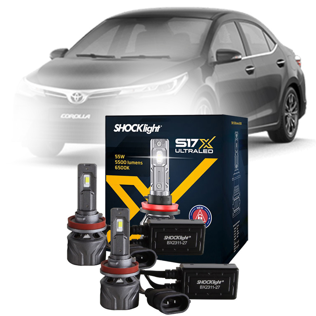 Kit Lampadas Ultra LED S17x Anti Erro Painel Toyota Corolla 2015 2016 2017 2018 2019 Farol de Milha