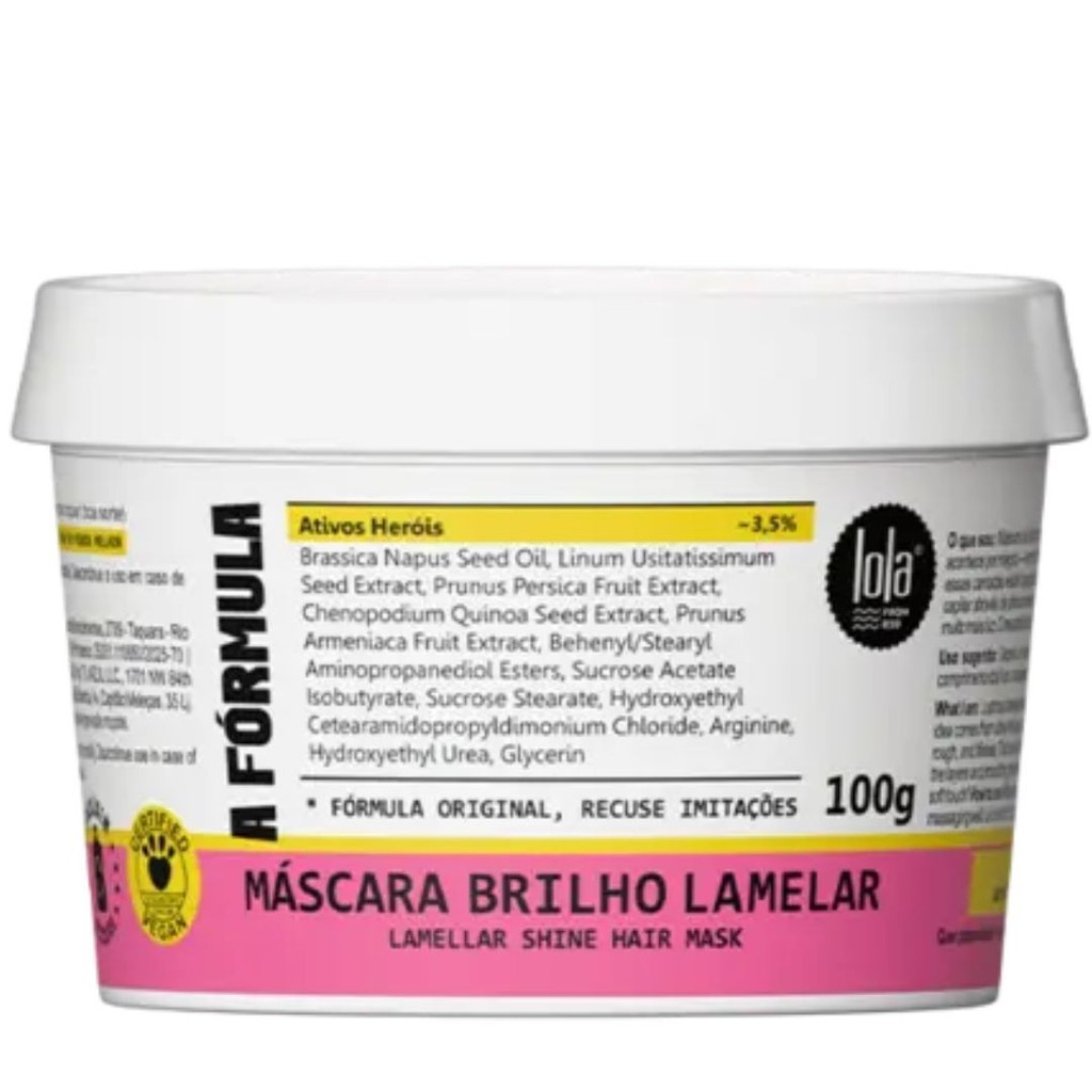A Fórmula Máscara Lola from Rio Brilho Lamelar pote 100g