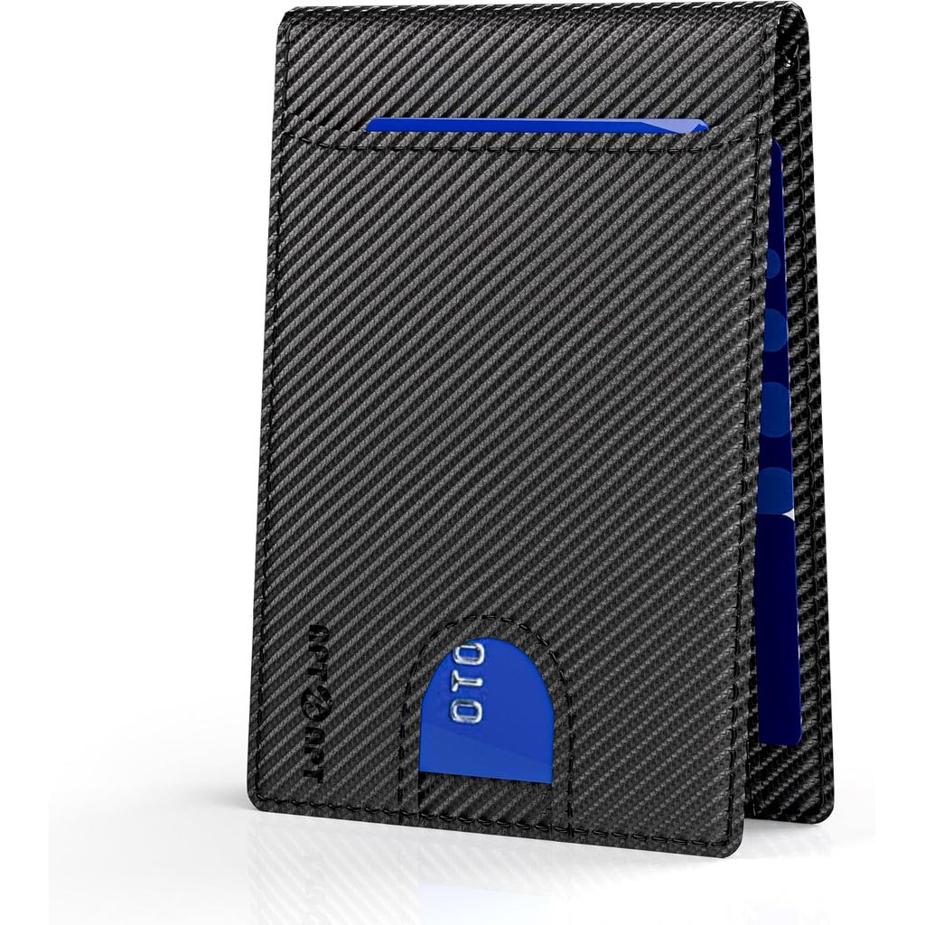 Carteira Masculina com Rastreador (Bloqueio RFID), Carteira Slim Bifold para Bolso Frontal com Função "Find My" para Via