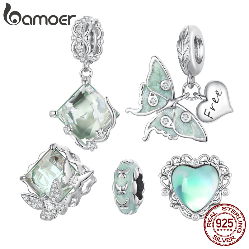 Pingente Bamoer 925 Mago De Prata Esterlina De Colar De Contas De Borboleta Oz P
