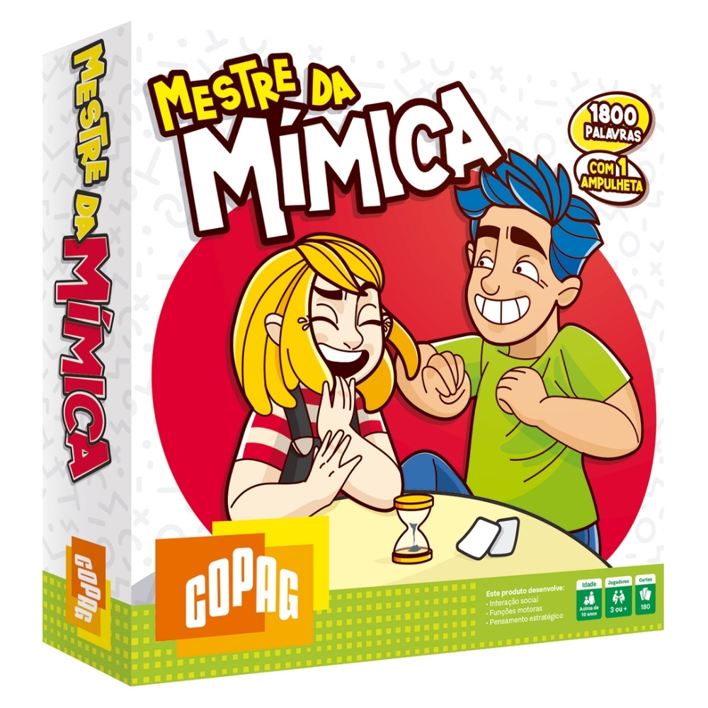 JOGO MESTRE DA MÍMICA COPAG BRINQUEDOS CRIANÇAS FAMÍLIA GESTO ADVINHA DIVERSÃO IMITAR PERGUNTAS