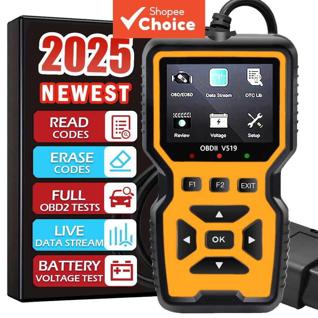 V519 Scanner OBD2 e Leitor de Códigos: Apaga Códigos de Falha, Ferramenta de Diagnóstico Automotivo Portátil para