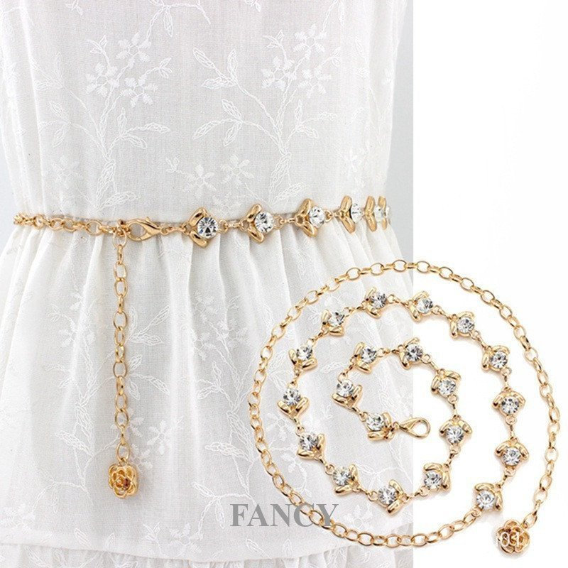 All-Match Anel Decoração Metal Cintura Corrente Ajustável Terno Vestido Cinto Fino