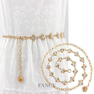 All-Match Anel Decoração Metal Cintura Corrente Ajustável Terno Vestido Cinto Fino