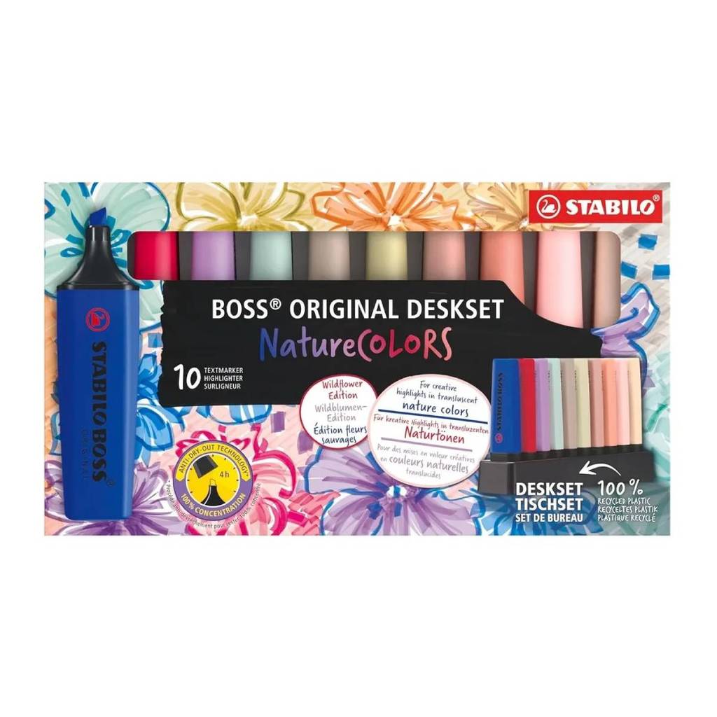 Pincel marca texto Boss Nature Colors Wildflower 70-3-5 estojo com 10 cores Stabilo