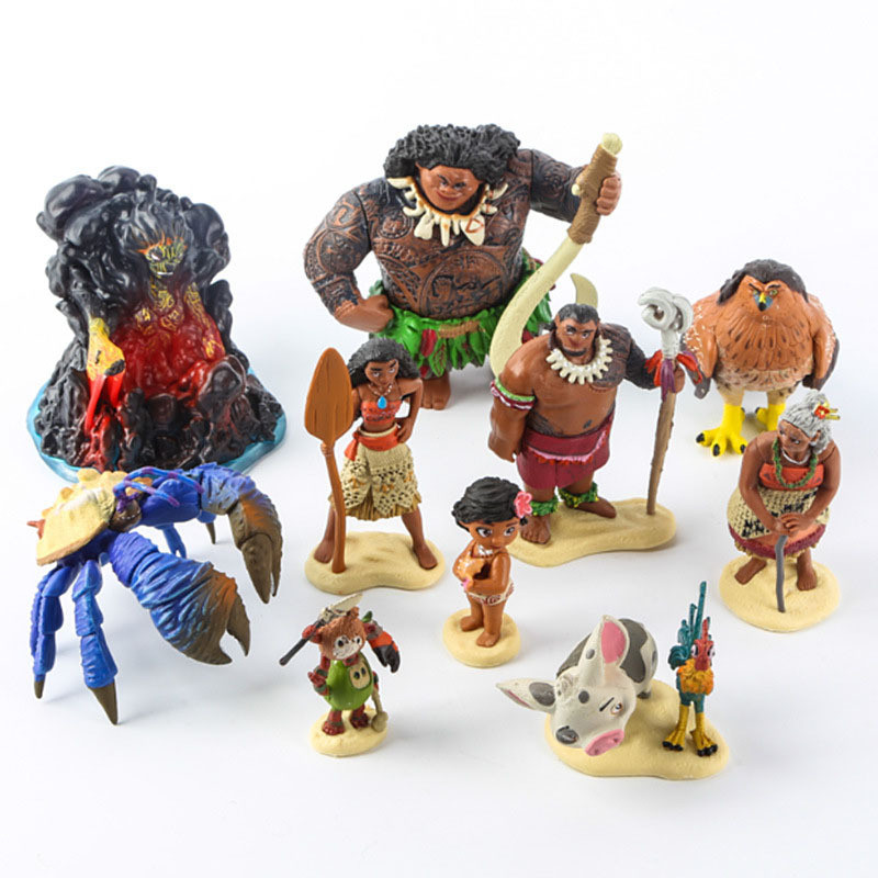 10 Pçs 6cm-10cm Filme Moana Princesa Lenda Vaiana Maui Chefe Tui Tala Waialiki Hehei Pua Figura De Ação Decoração Modelo