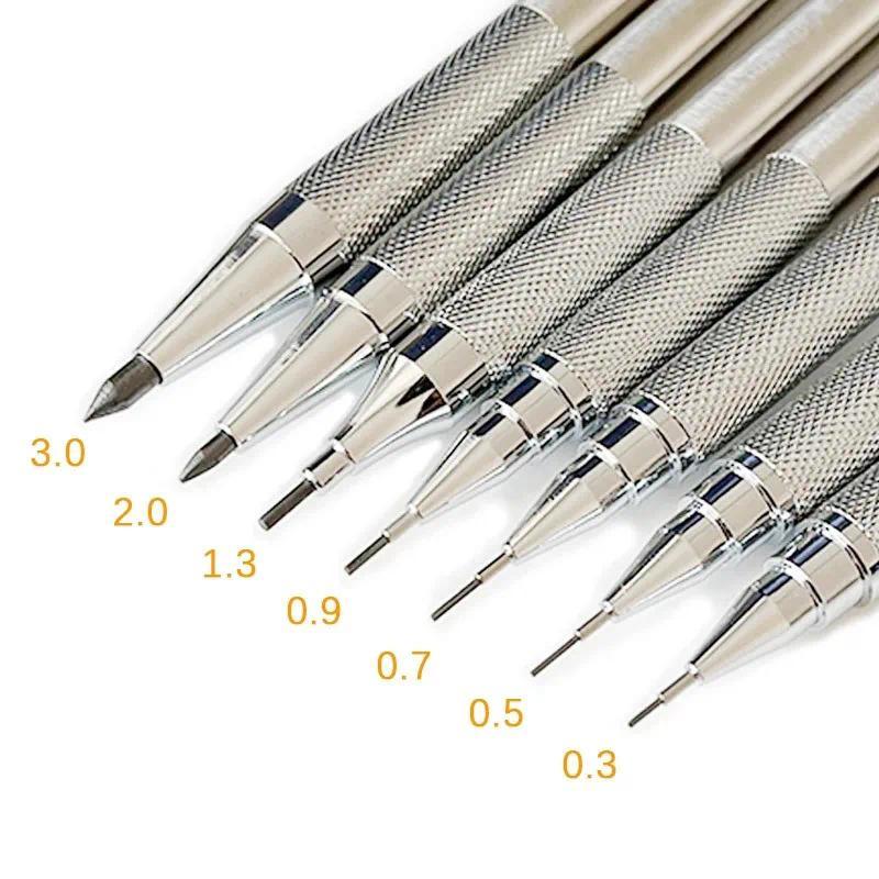 0.3 0.5 0.7 0.9 1.3 2.0 3.0mm Mecânico Lápis Full Metal Art Drawing Pintura Automático Com