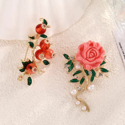 Broche Peônia Pérola Flor Pino Antiderrapante Camisa Acessório Feminino Bijuteria Luxo