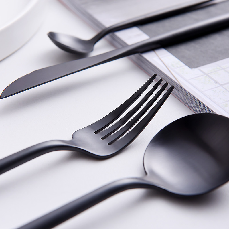 ZESOON304 faca de aço inoxidável garfo preto fosco faca garfo doméstico ocidental utensílios de mesa faca garfo de duas 