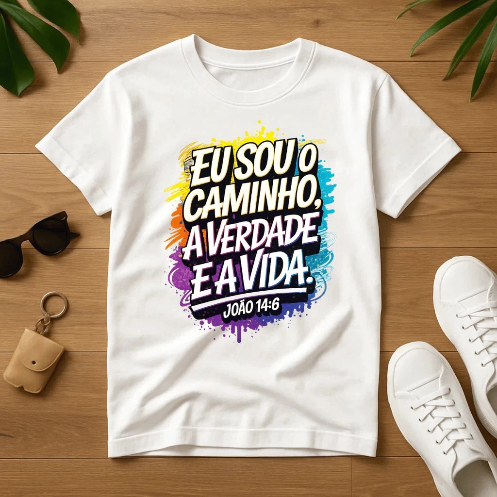 Camiseta Infantil Estampada João 14-6 Divertida Menino Menina 100% Algodão Confortável Dia a Dia Estilosa Escolar