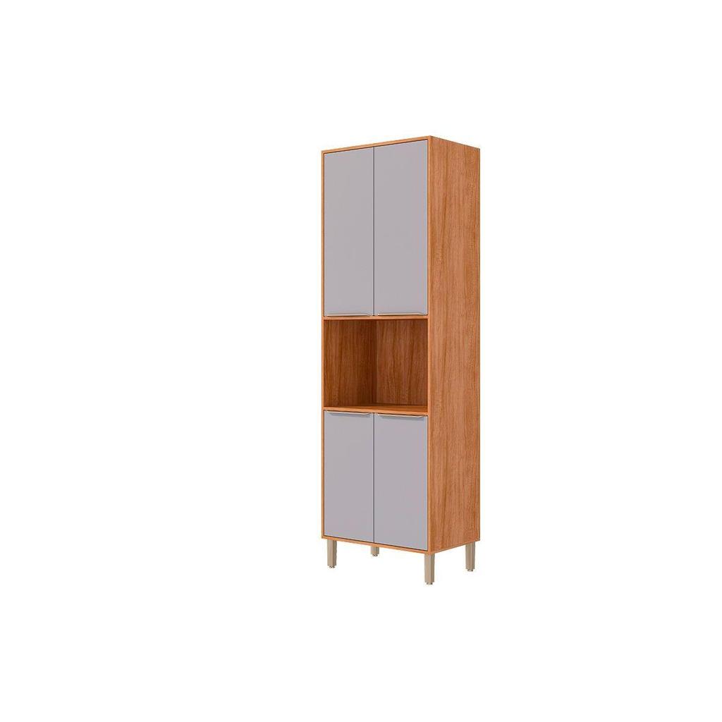 Paneleiro de Cozinha Esplêndida Torre Quente c/ 4 Portas e 1 Nicho p/ Forno 70cm Cinamomo/Platina - MGM