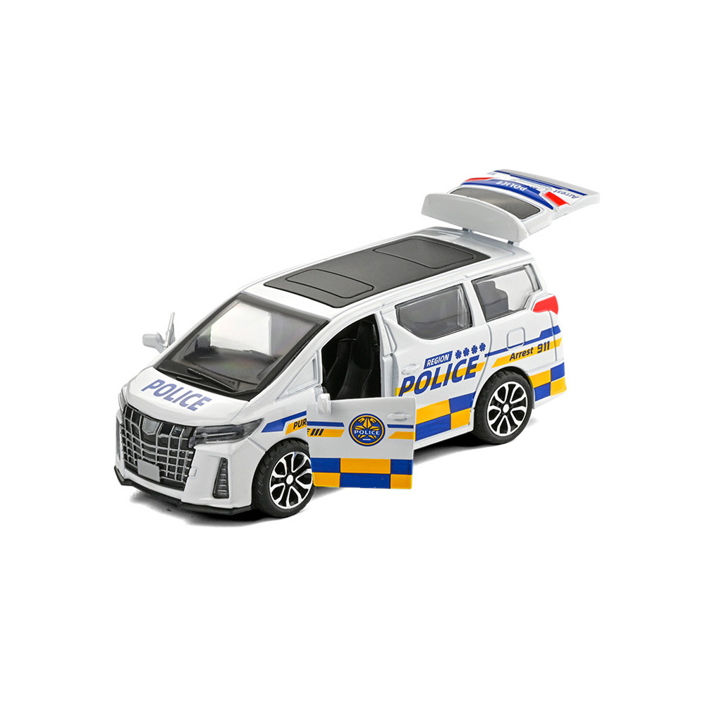 Simulação liga puxar para trás MPV carro de polícia Van SWAT carro porta aberta modelo brinquedo das crianças presente a