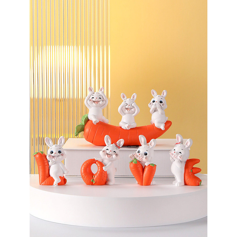 Cura bonito coelho decorações casa quarto decoração sala de estar escritório decorações Desktop pequenas decorações