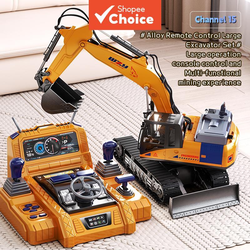 Escavadeira de Controle Remoto de Brinquedo, Escavadeira RC de Construção Veicular, Veículo de Simulação em Liga 2.4G,