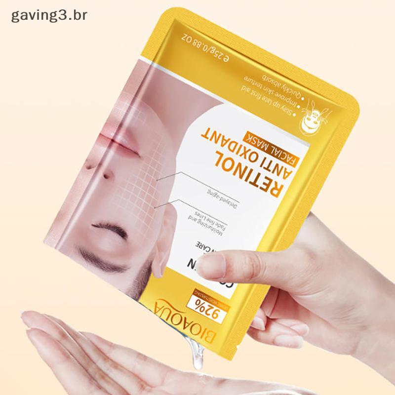 [GAVBR] 10pcs BIOAQUA Retinol Colágeno Anti Rugas Máscaras Faciais Hidratante Antienvelhecimento Clareamento Máscara Fac