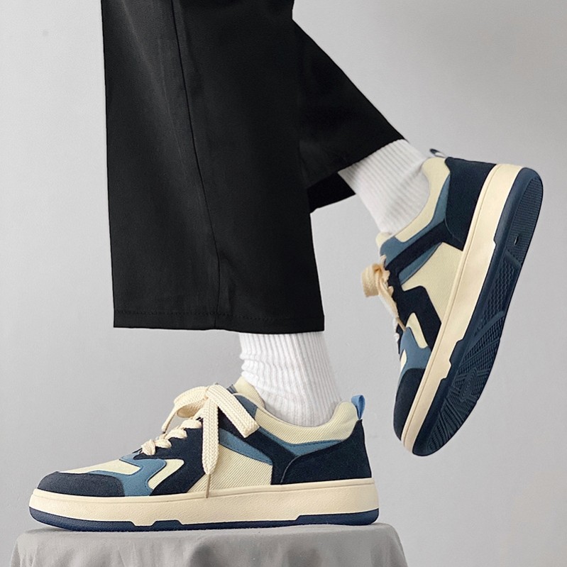Sapatos masculinos sapatos da moda 2025 novo estilo lona respirável sapatos de sola grossa masculino ins estilo Hong Kon