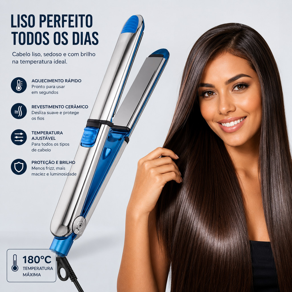 Chapinha 2 em 1 Nano Titânio Profissional Bivolt para Alisar e Modelar Cabelos