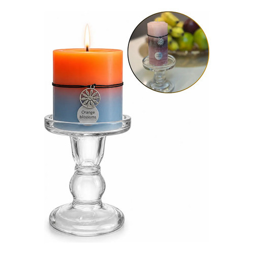 Castiçal Decorativo Porta Velas De Vidro Mesa Posta Festa Transparente (base De Vidro)