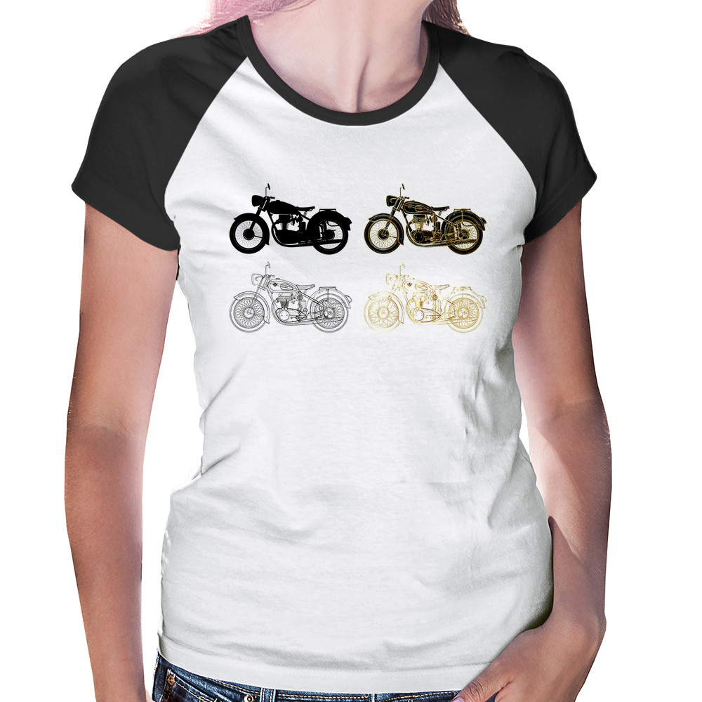 Baby Look Raglan Motorcycle Vector Feminina