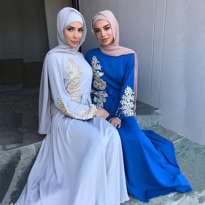 Vestidos De Moda Muçulmanos Para Mulheres Abaya Dubai Turquia Kaftan Vestuário Islâmico 6 Cores Roupa