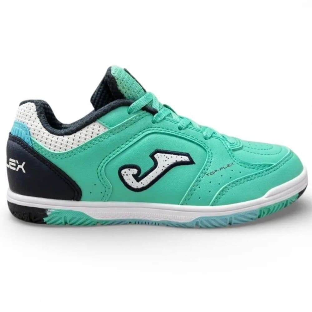 Chuteira Joma Futsal Top Flex Jr Turquesa/Marinho