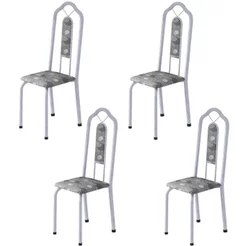 Kit 4 Cadeiras Tubular Bianca Branco/Martelado Perola/Paraopeba Martelado Pérola/Paraopeba