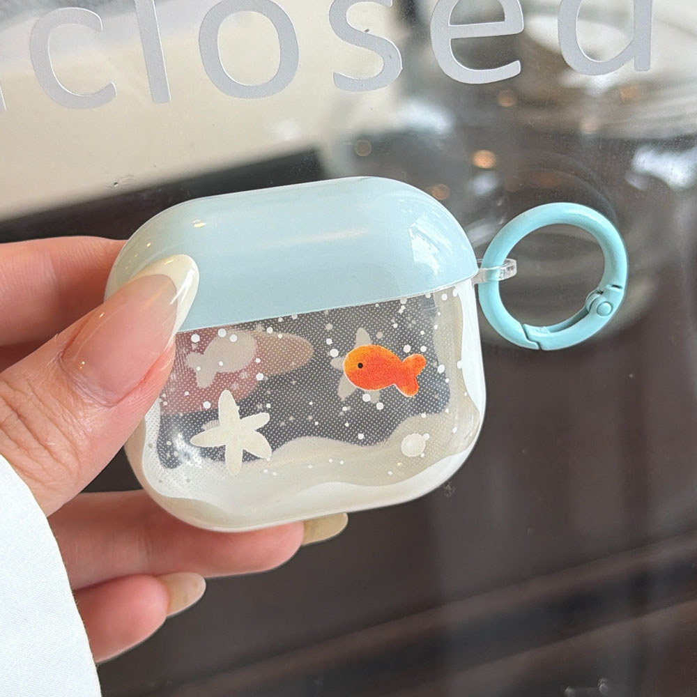 Bonito Peixinho Estrela Do Mar Caso Transparente Para AirPods 5 Pro 2 3 3rd Com Chaveiro Capa Clara Apple 1 2 3 4 Macio