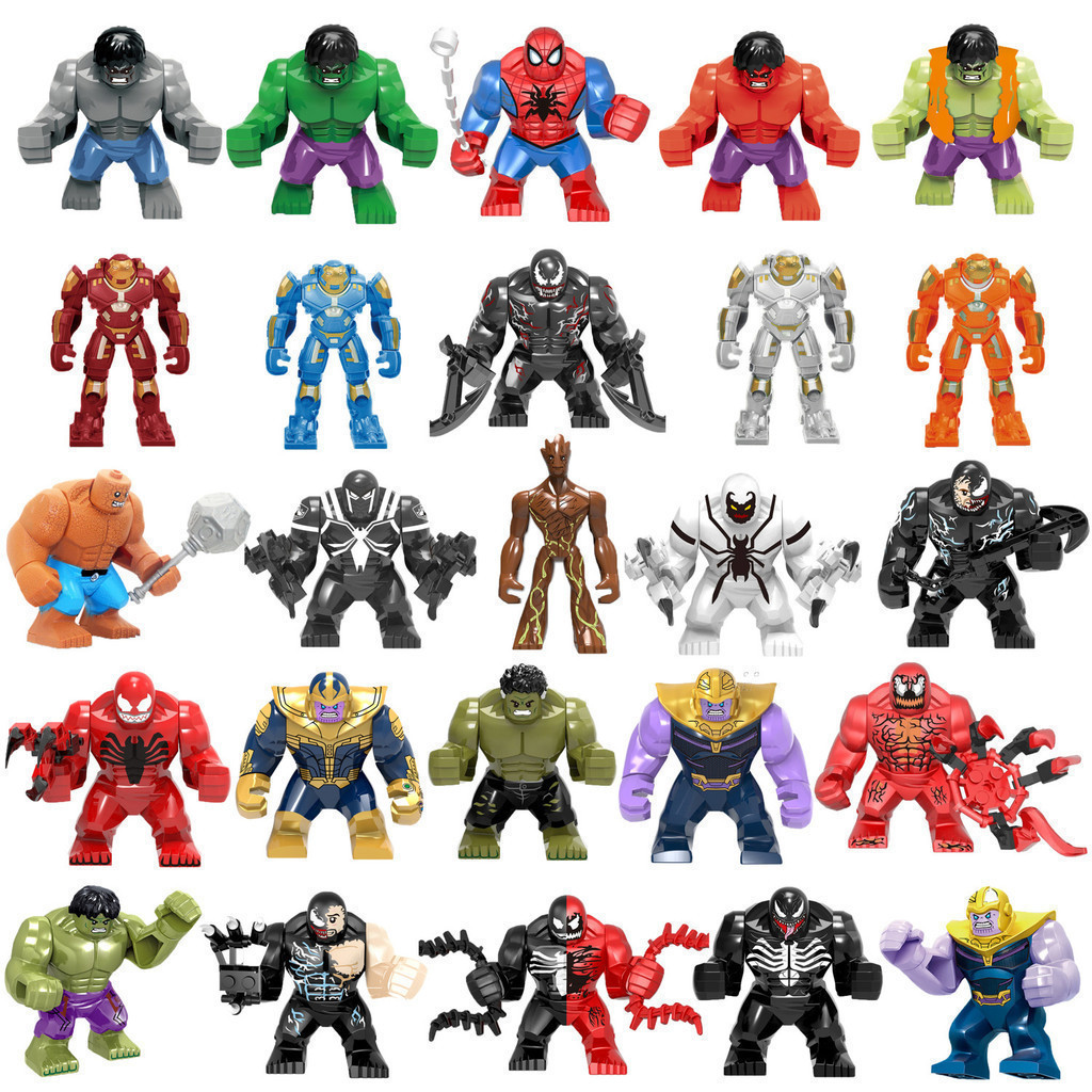 Blocos de Construção dos Vingadores Grande Bloco Homem de Ferro Venom Thanos Homem-Aranha Hulk Brinquedos de Minifigura