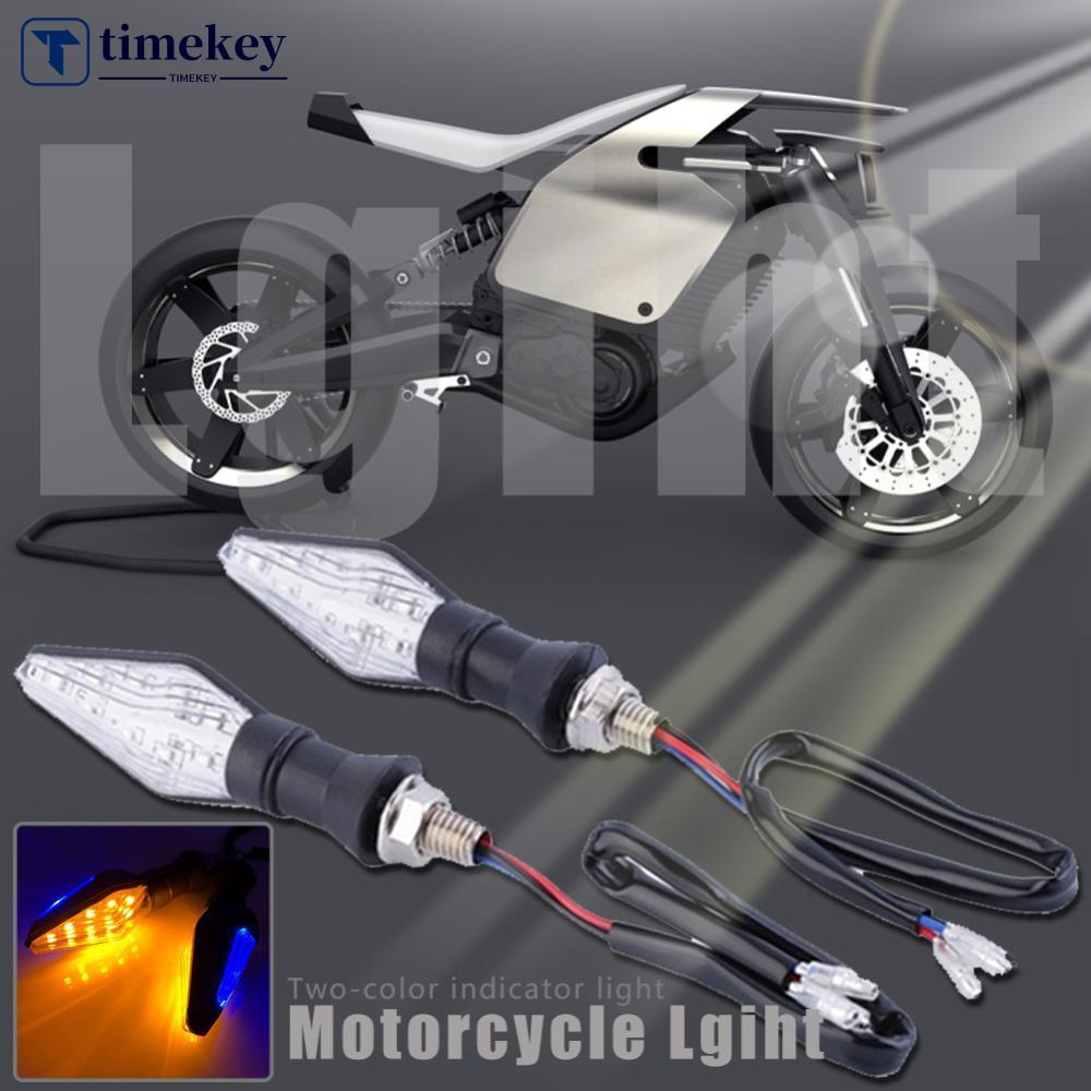 TIMEKEY 1PC Universal 12LED Âmbar + Azul Dupla Cor Motocicleta Sinal De Volta Luz Indicadora Pisca M8Z8