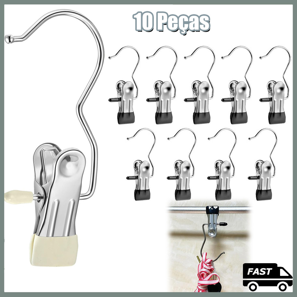 Varal em Aço Inox Anti-Vento 10 peças Prendedores para Meias e Roupas Íntimas para Apartamentos e Lavanderia