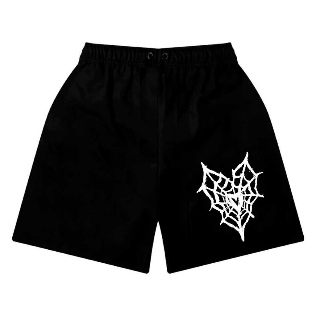 Short Bermuda de Moletom Love Teia de Aranha Coração Trap Streetwear Flash
