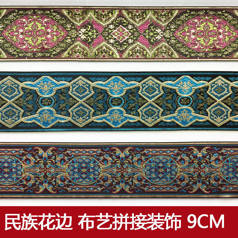 Cortina sofá travesseiro renda étnica Jacquard fita etiqueta clássica tecido costura acessórios de decoração cinto de ba