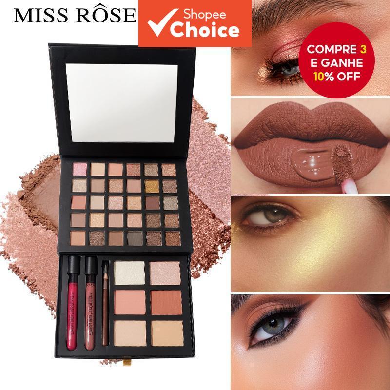 Kit de Maquiagem MISS ROSE Mega com 39 Cores, Paleta Completa, Longa Duração, Pigmentado, Conjunto de Presente de Natal
