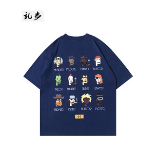 Americano pesado de manga curta puro algodão solto tamanho grande masculino oversize europeu americano Hip-Hop verão cas