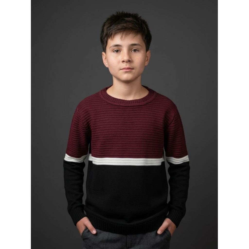 Blusa Tricô Suéter Infanto-Juvenil Listrado Agasalho Menino