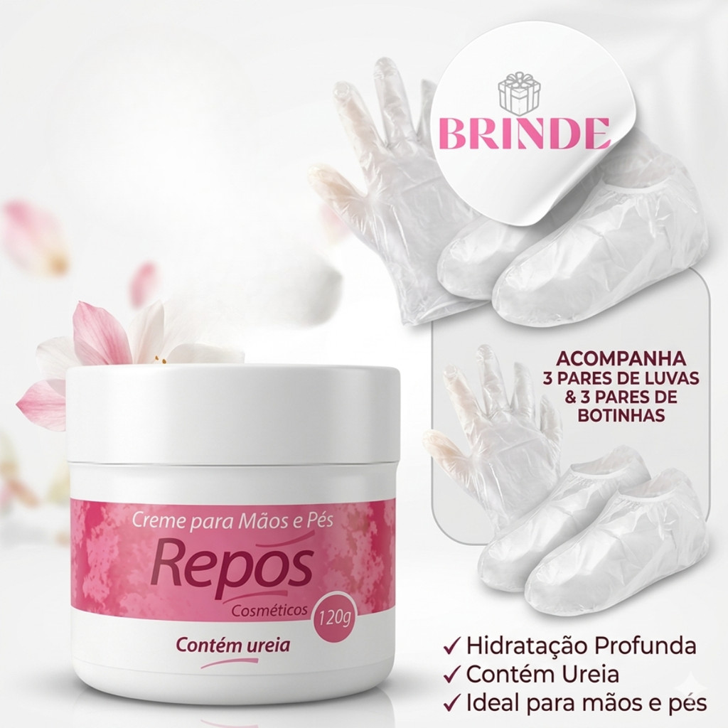 Creme Hidratante Para Mãos e Pés com Ureia 120g Repos Hidratação Reparação