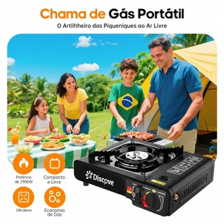Fogareiro Portátil a Gás Camping,Sistema de ignição automática e trava de segurança para o cartucho