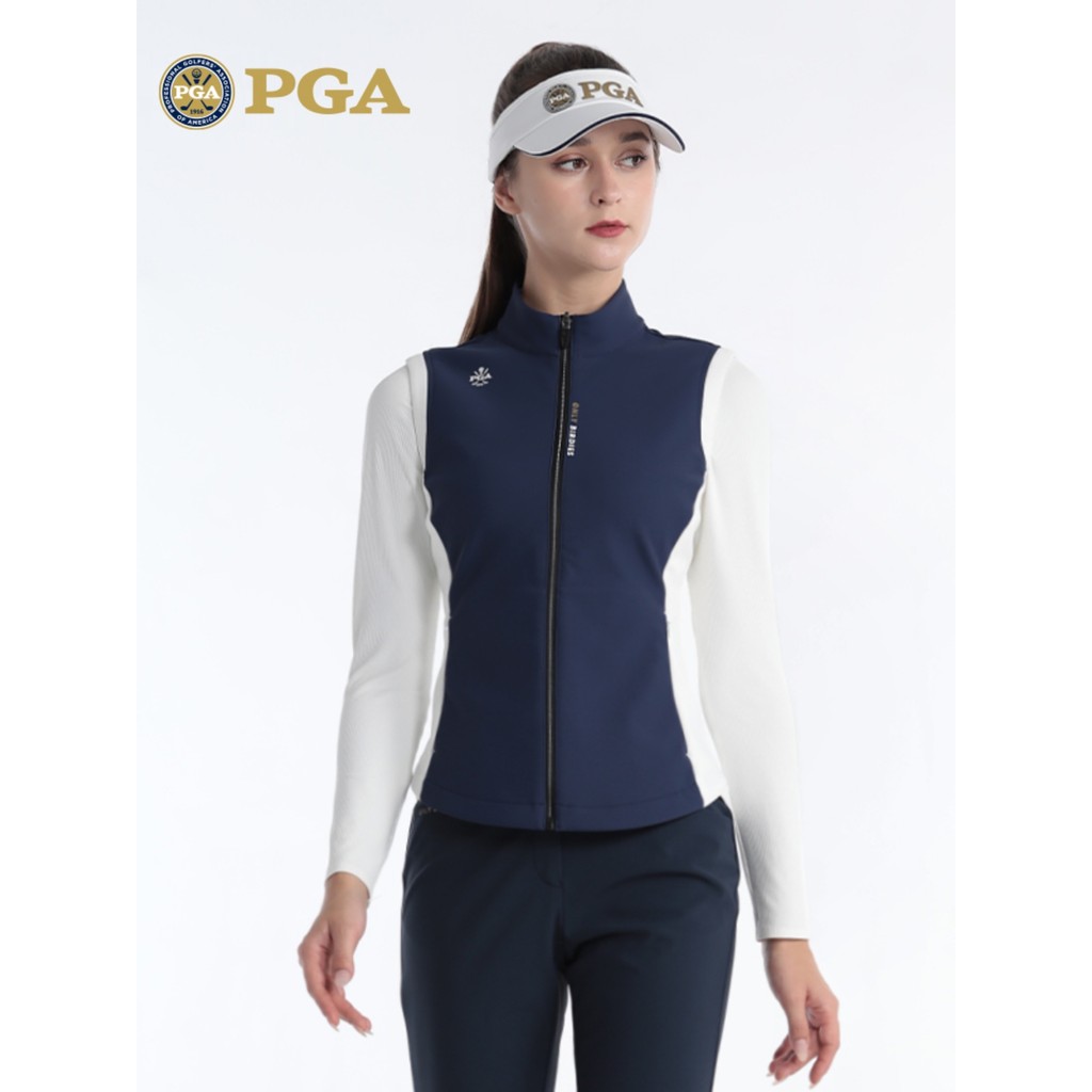 PGA roupas de golfe femininas novo estilo outono colete de golfe fino-ajuste mais magro olhar mantendo quente estilo cor