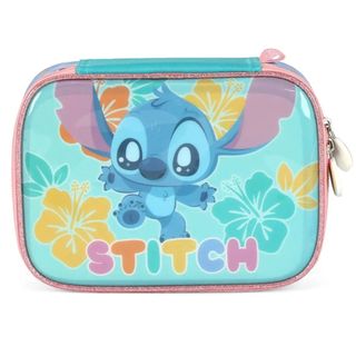 Estojo Box Escolar Infantil Stitch Scrump Disney Turquesa Luxcel