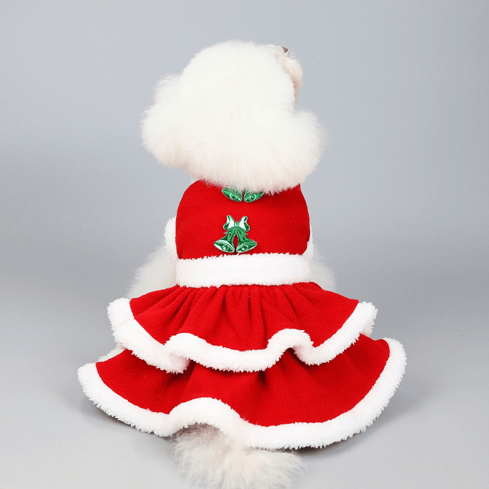 Moda Festiva para Seus Animais de Estimação: Vestido de Natal de Pelúcia para Cães e Fantasia de Papai Noel para Gatinho