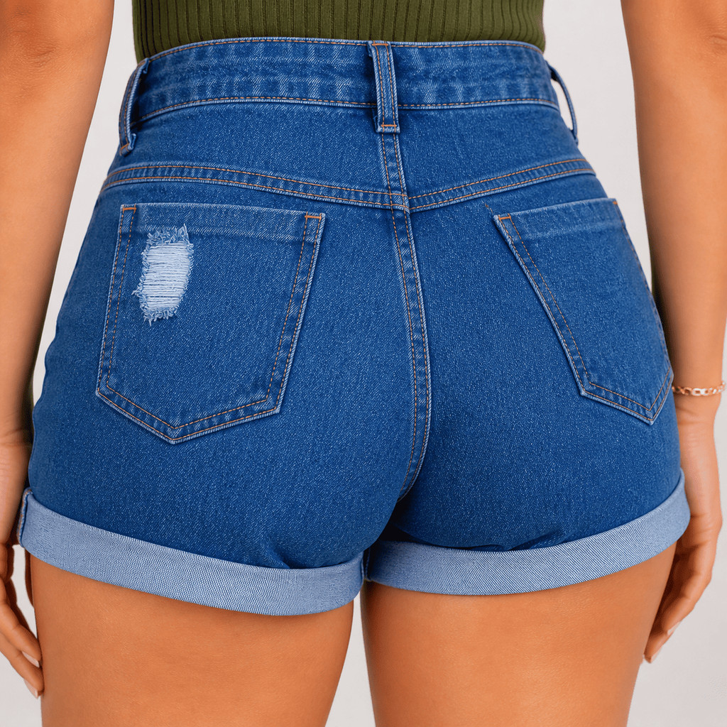 Short Jeans Destroyed Bermuda Levanta Bumbum Tendência 2026 Queridinho do Verão Coleção Nova