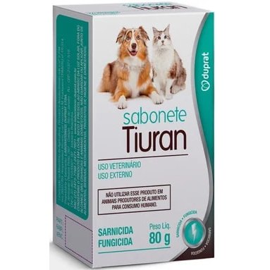 Sabonete Duprat Tiuran Sarnicida e Fungicida para Cães e Gatos - 80 G