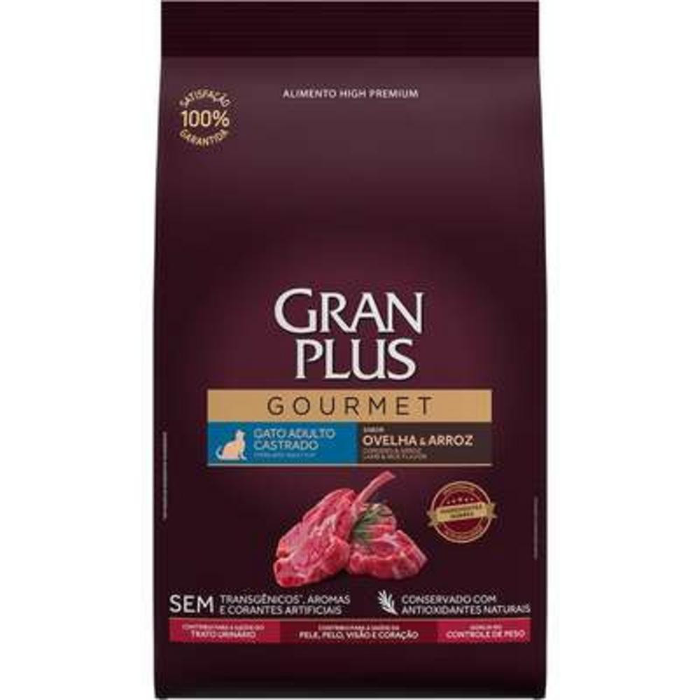 RaÃ§Ã£o Seca GranPlus Gourmet Ovelha e Arroz para Gatos Castrados 1Kg