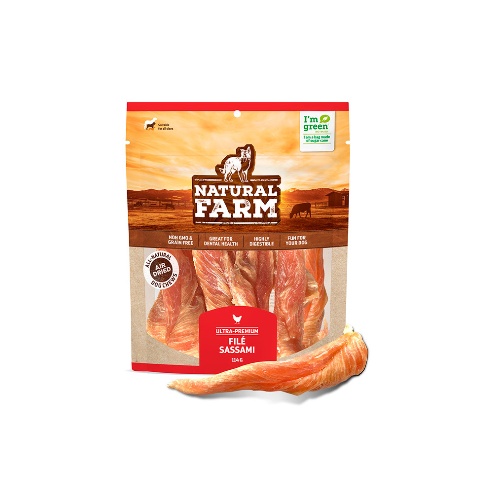 Filé Sassami Frango Natural Farm 114g Para Cães Mordedor Natural 100% Frango Filé