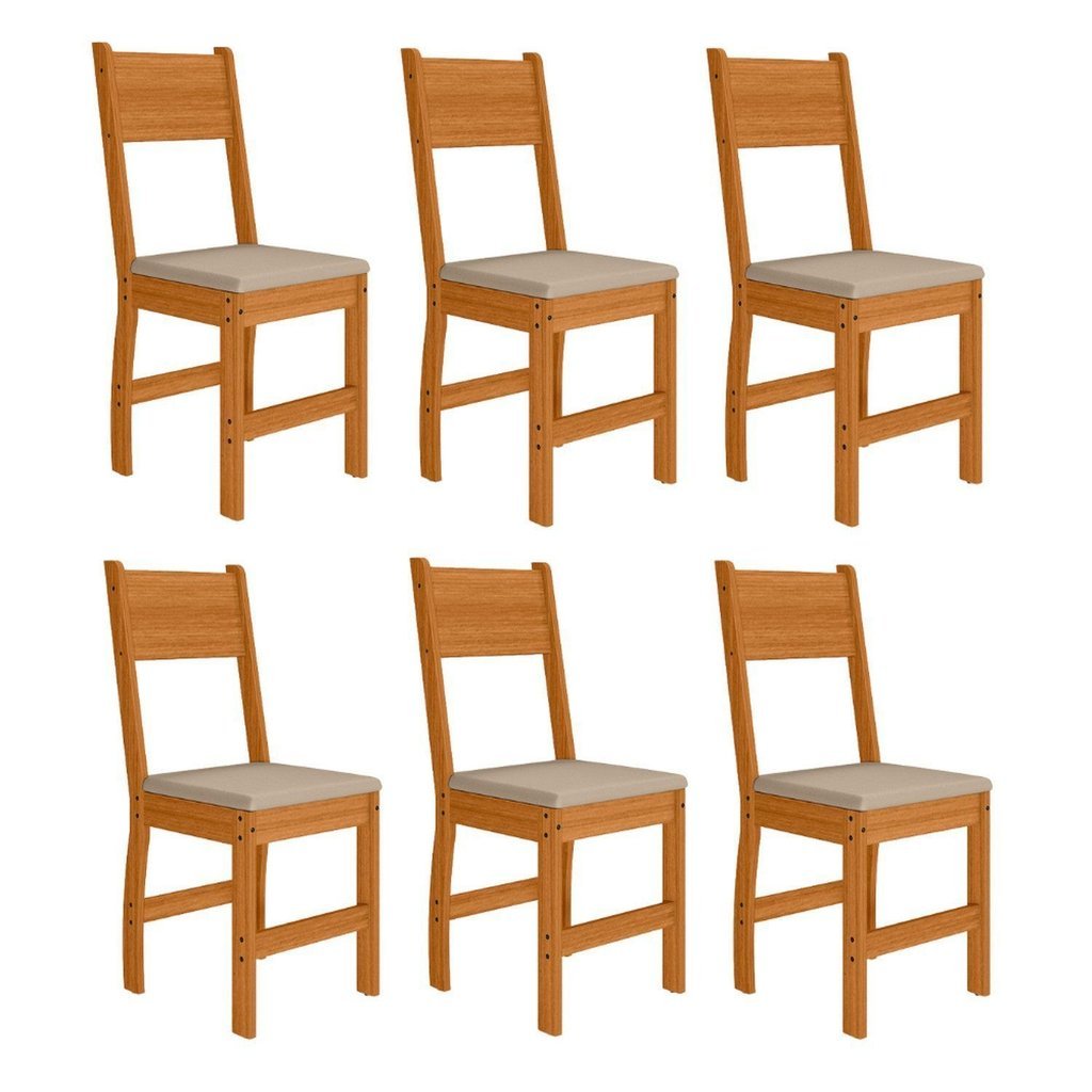 Kit 6 Cadeiras de Jantar MDF Milano Laranja/Freijó/Savana Freijó/Savana