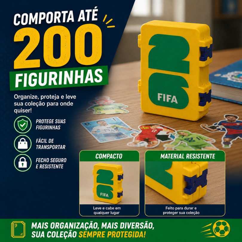 Detalhes do Caixa Porta Figurinhas do álbum Copa do Mundo 2026 , organize suas figurinhas com segurança