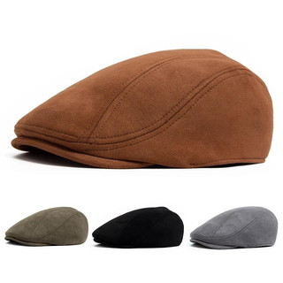 Nova Camurça Outono Inverno Boina Moda Vintage Das Mulheres Dos Homens Jornaleiro Chapéu Casual Viseira Plana Boinas Par