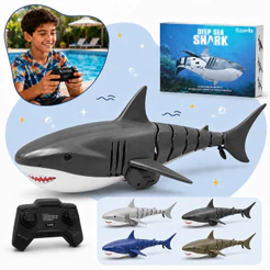 Brinquedo Tubarão Shark de Controle Remoto Articulado Recarregável Àquatico Para Piscina Banheira Rc Kizumba