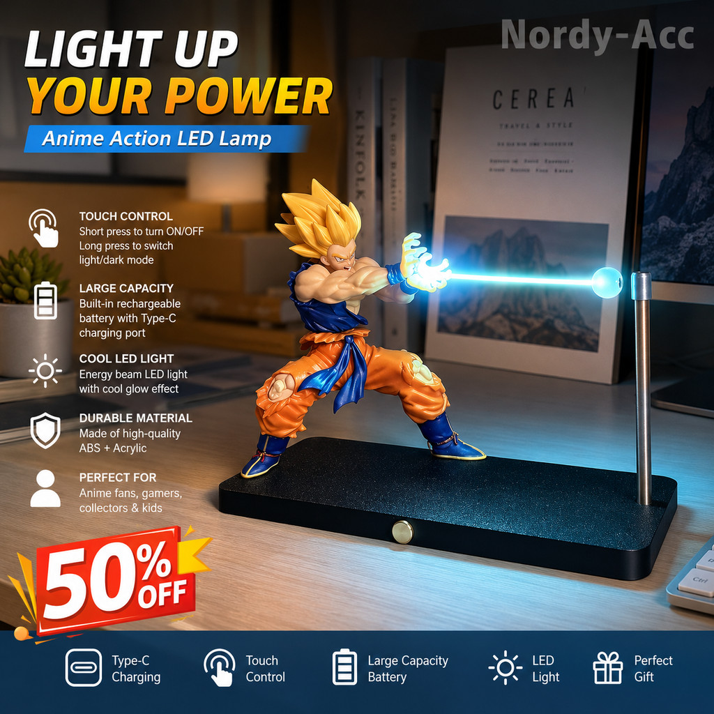 Son Goku Night Light Dragon Ball Kamehameha Anime Lâmpada Toque Magnético Decoração De Mesa Modelo Criativo Periférico B