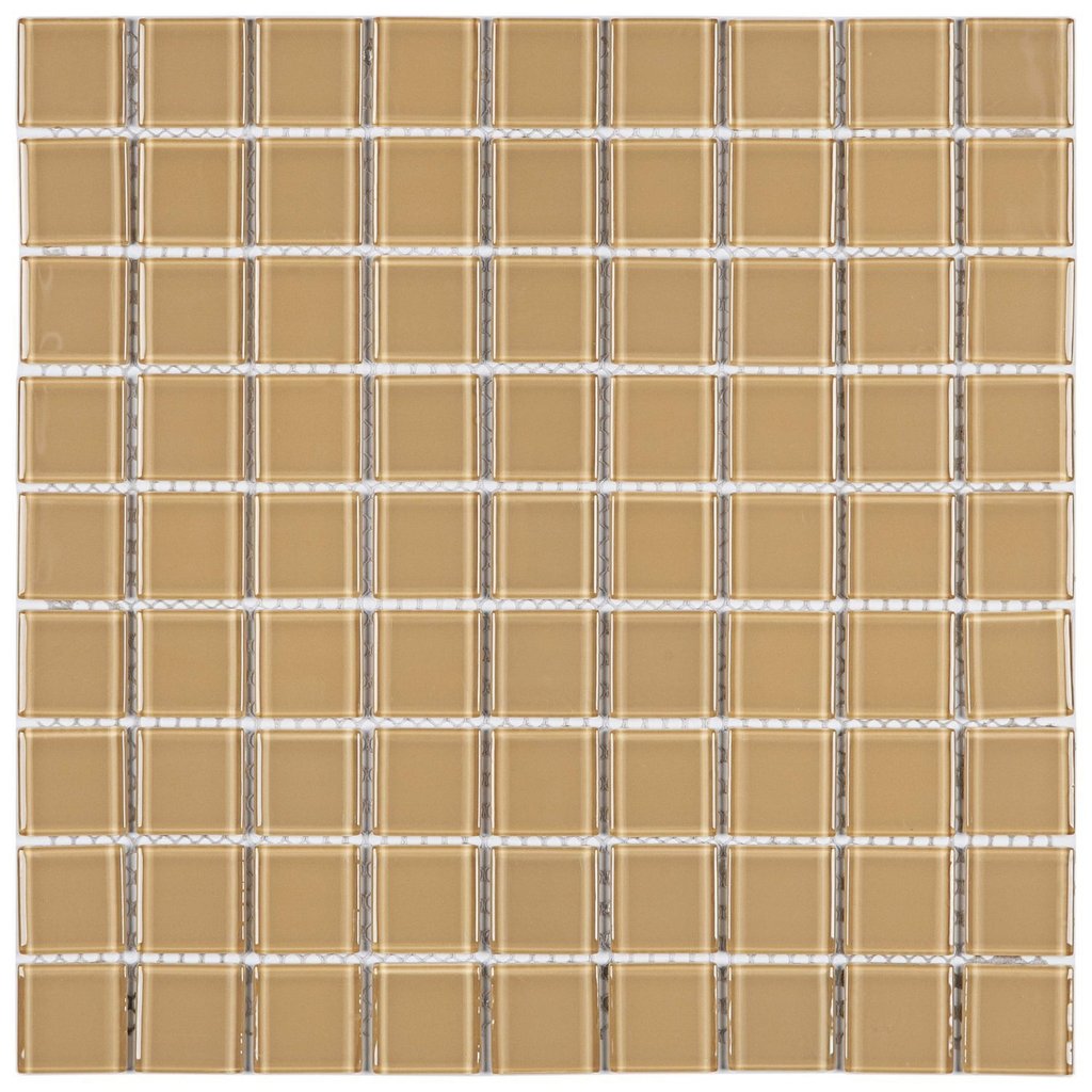 Pastilha de Vidro Cristal de 29cm X 29cm Rende  Glass Mosaic Bege Claro